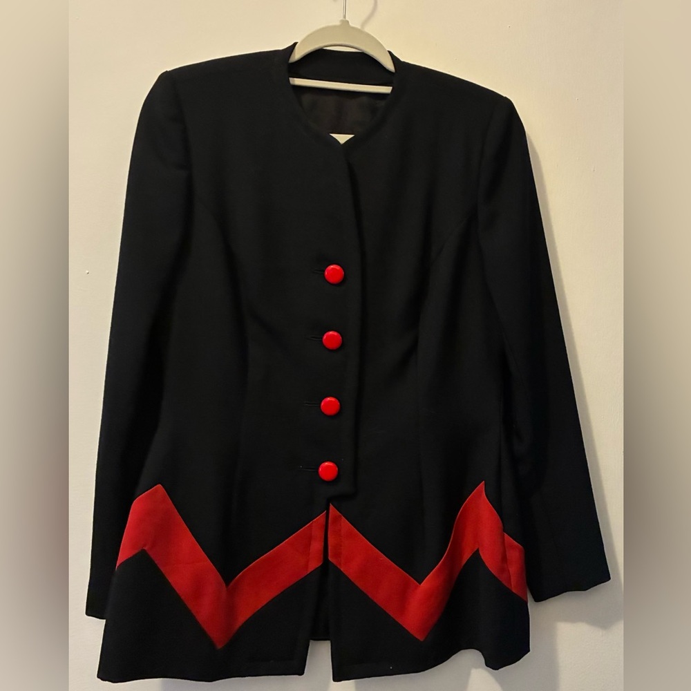 Black and Red Geometric Suit Jacket.